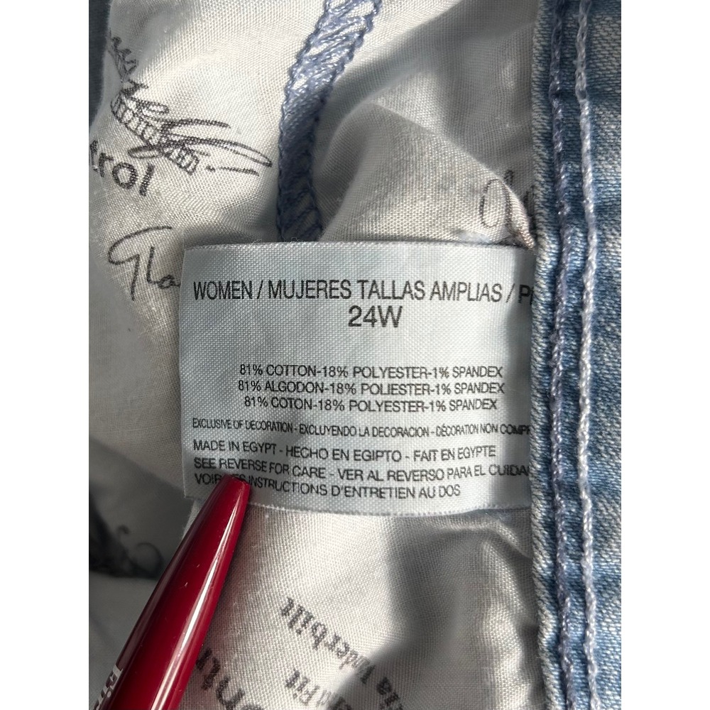 Gloria Vanderbilt Womens 24W Light Wash Floral Embroidered Capri Jeans Blue - Picture 6 of 9